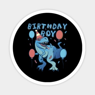 Cool Birthday Boy Dinosaur Partying Balloons Magnet